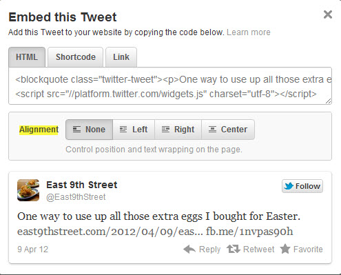 Tweet - add to blog